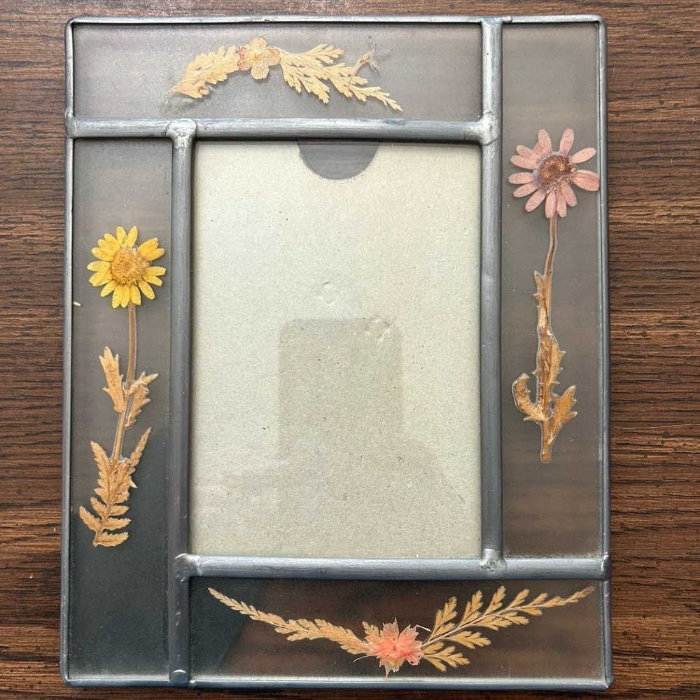 Connoisseur Pressed Dried Flowers Glass Picture Frame 4x6 Photo Cottagecore